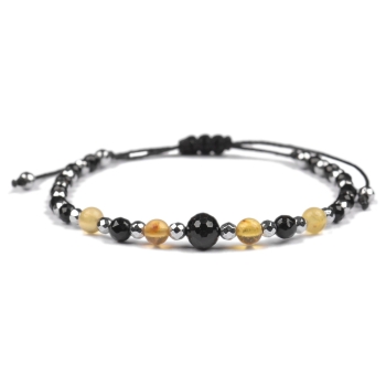 Bransoletka celebrytka czarny TURMALIN BURSZTYN HEMATYT ochrona i szczęście